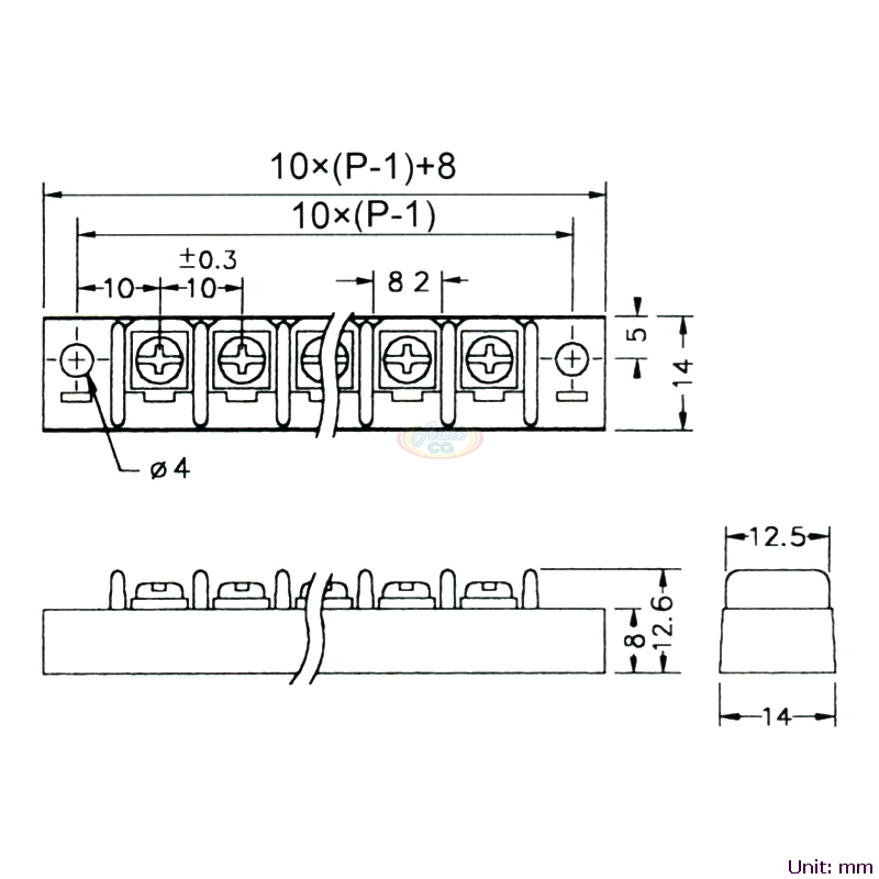 CBP10-01 柵欄式接線端子台 尺寸圖