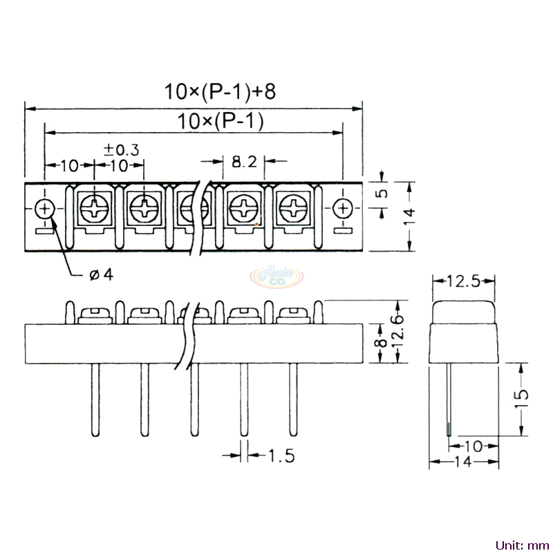CBP10-03 柵欄式接線端子台 尺寸圖