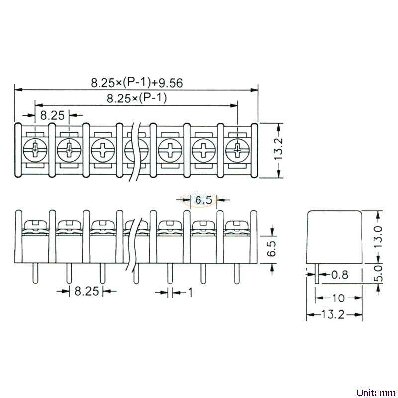 CBP100-01 柵欄式接線端子台 尺寸圖