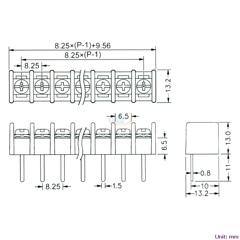 CBP100-02 柵欄式接線端子台 尺寸圖