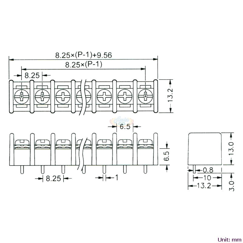 CBP100-03 柵欄式接線端子台 尺寸圖