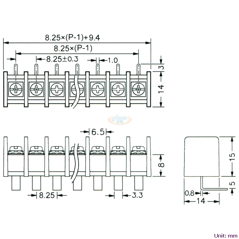 CBP210-01 柵欄式接線端子台 尺寸圖