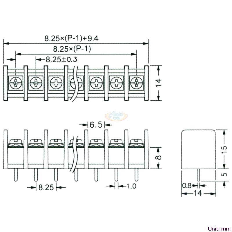 CBP210-02 柵欄式接線端子台 尺寸圖