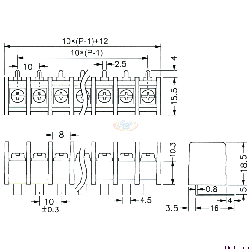 CBP40-01 柵欄式接線端子台 尺寸圖