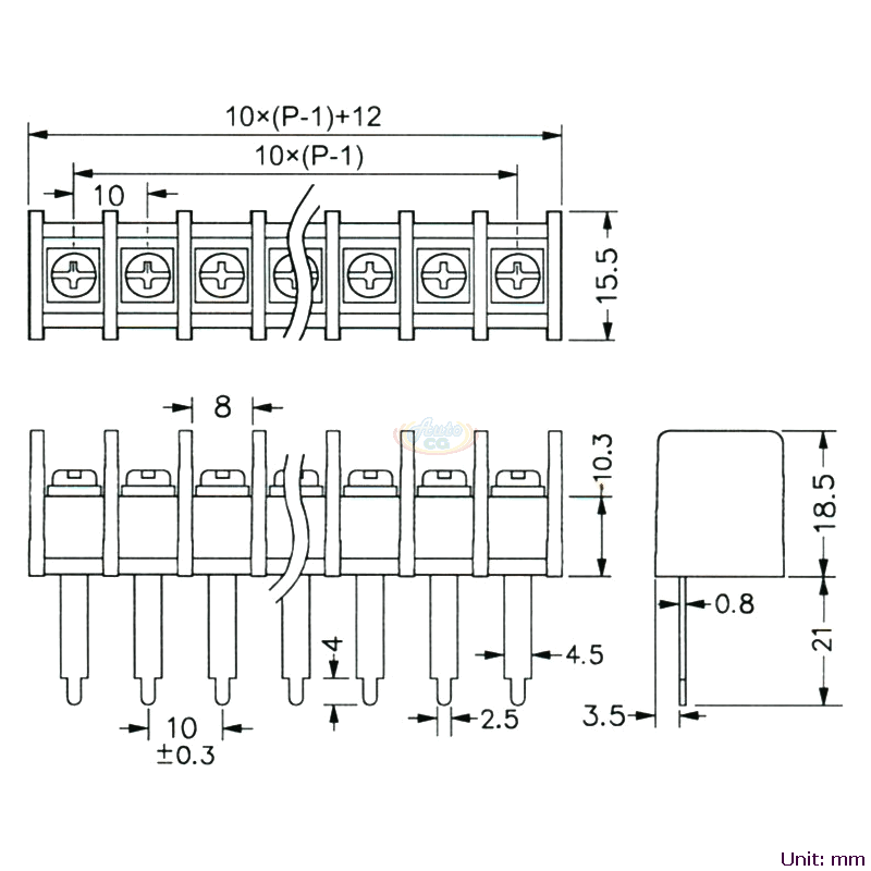 CBP40-02 柵欄式接線端子台 尺寸圖
