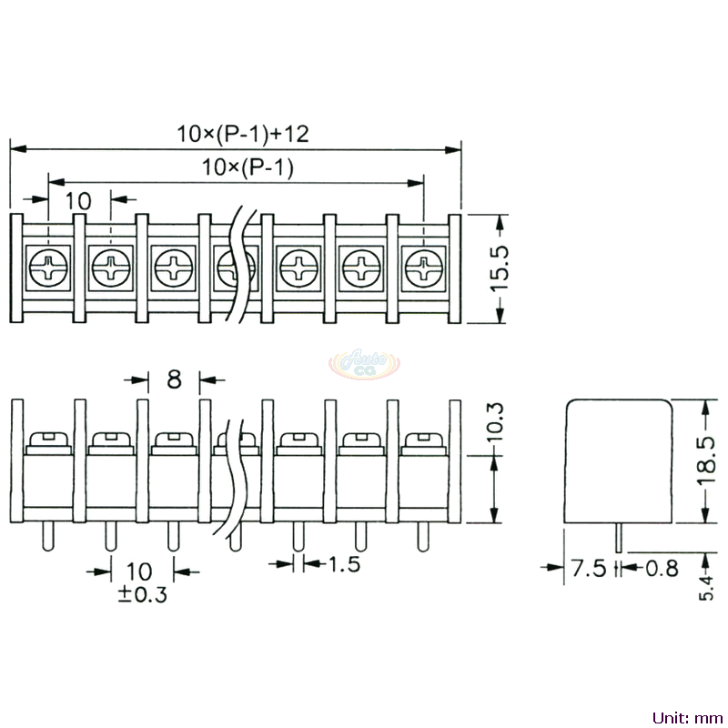 CBP40-07 柵欄式接線端子台 尺寸圖