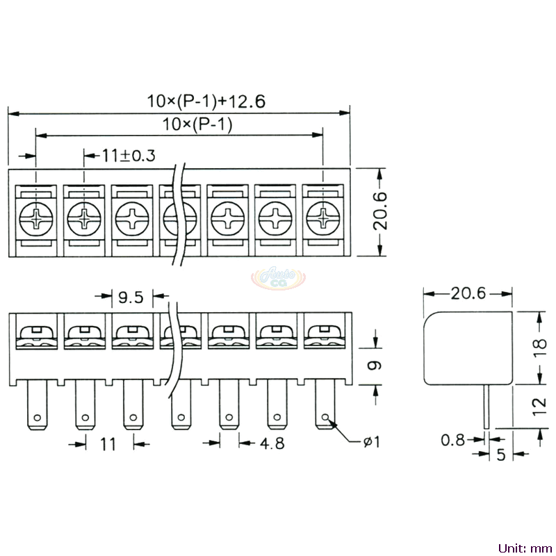 CBP50-02 後擋板柵欄式端子台 尺寸圖