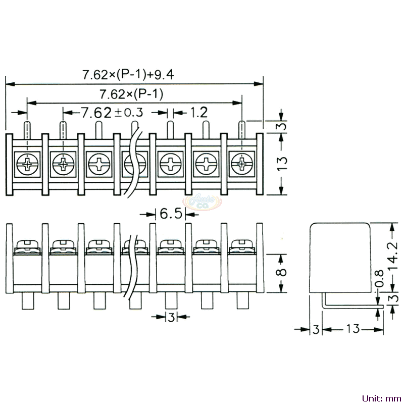 CBP70-01 柵欄式接線端子台 尺寸圖