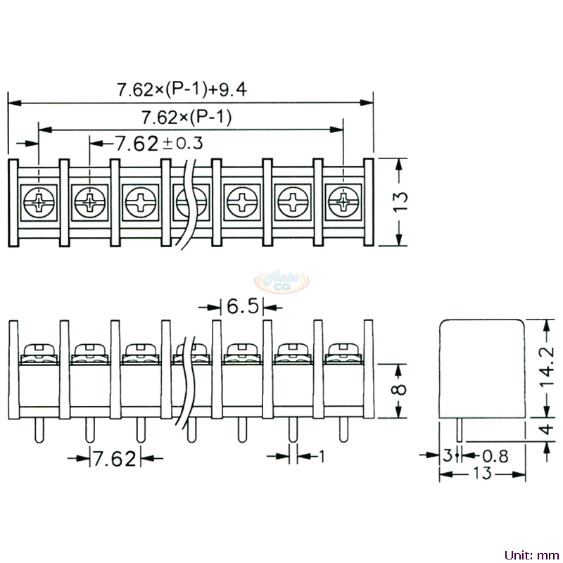 CBP70-02 柵欄式接線端子台 尺寸圖