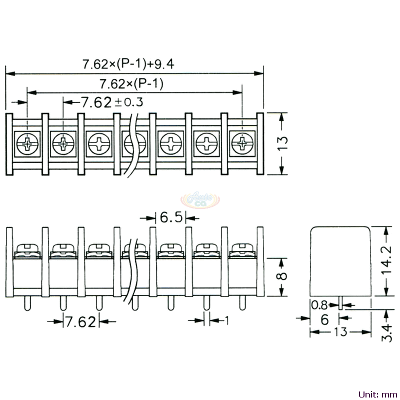 CBP70-03 柵欄式接線端子台 尺寸圖