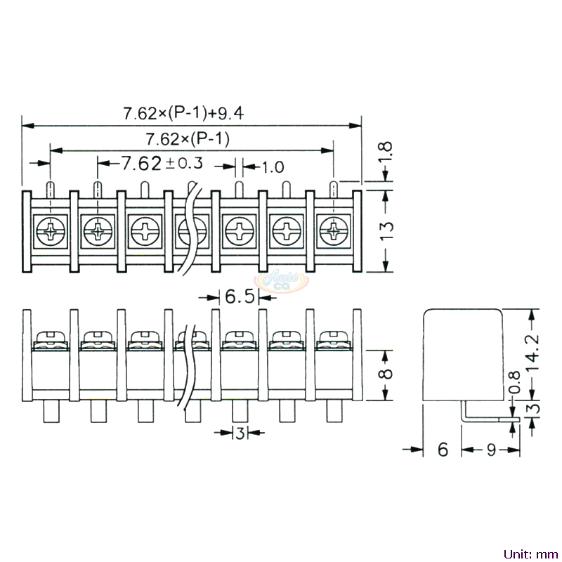 CBP70-04A 柵欄式接線端子台 尺寸圖