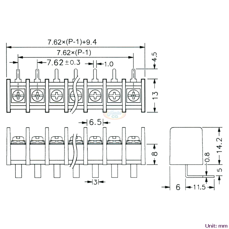 CBP70-04B 柵欄式接線端子台 尺寸圖