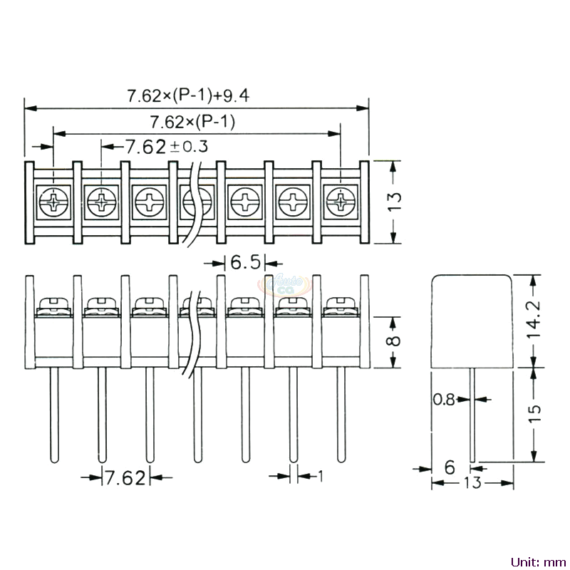 CBP70-07 柵欄式接線端子台 尺寸圖