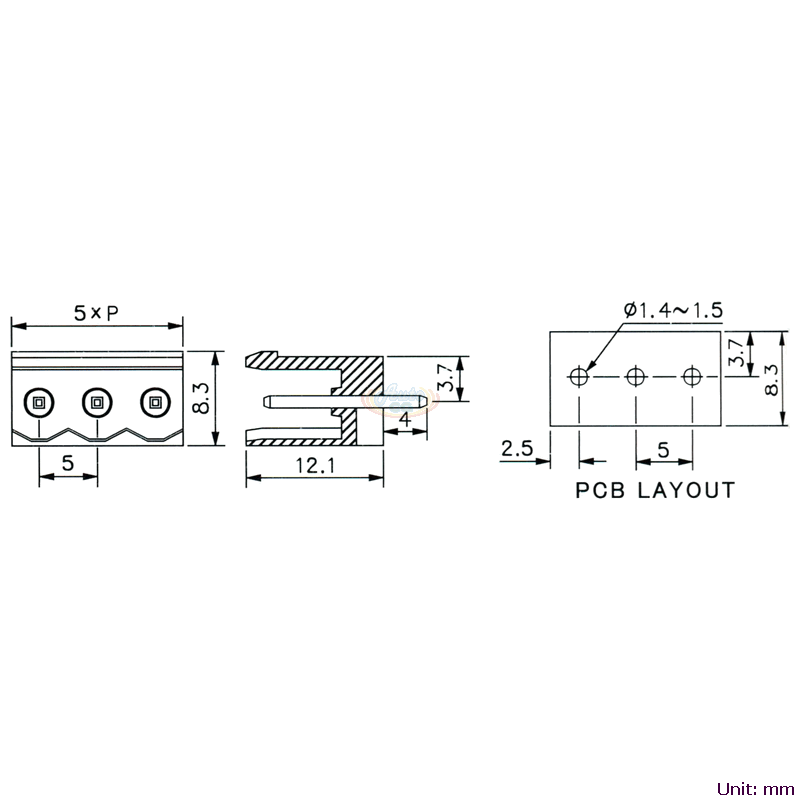 CBP1-80V 插拔式端子台 尺寸圖
