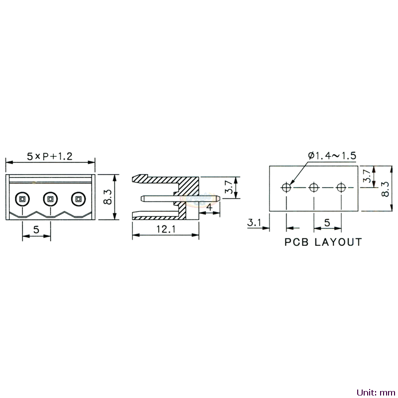 CBP1-80V1 插拔式端子台 尺寸圖